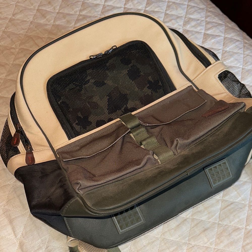 Versatile Tan and Green Pet Carrier